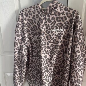 White Fox Leopard Print Hoodie